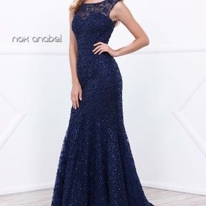 Beaded navy blue pageant/prom dress